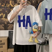 YT26258-P30 亚麻短袖t恤男大码五分袖男宽松七分袖 海报风图片