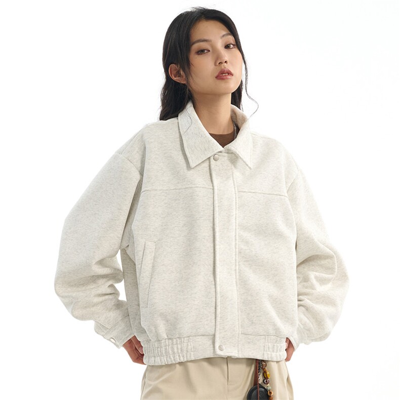 华棉450克W9876-特P85翻领开衫卫衣男女秋季情侣短款拉链夹克外套,男装夹克,电商D310B