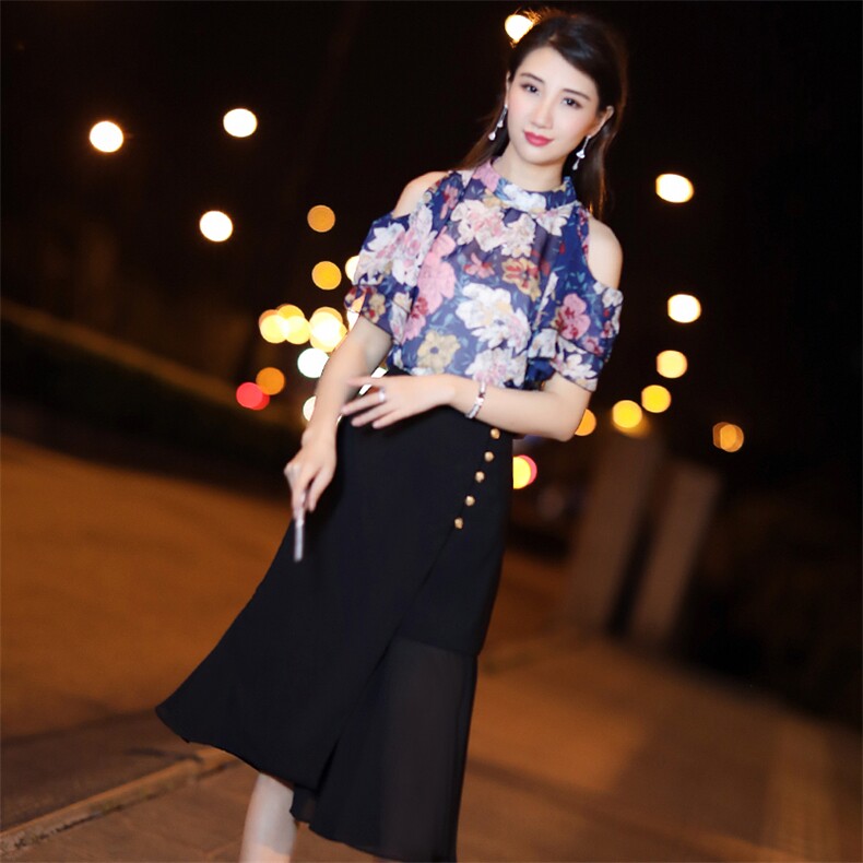 清纯甜美印花气质街头韩版百搭宽松休闲时尚显瘦修身2021年夏季套装/套裙,女装套装/套裙,阿菲诺依