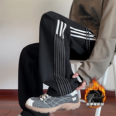 加厚银狐绒华棉三条杠男400g重磅休闲卫裤K25089J加绒-特P40控78，男装休闲裤，电商A001