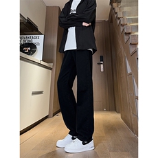 现货主推渐变复古蓝微喇直筒松紧腰休闲牛仔裤男女K5809-P50控69，男装牛仔裤，星座205
