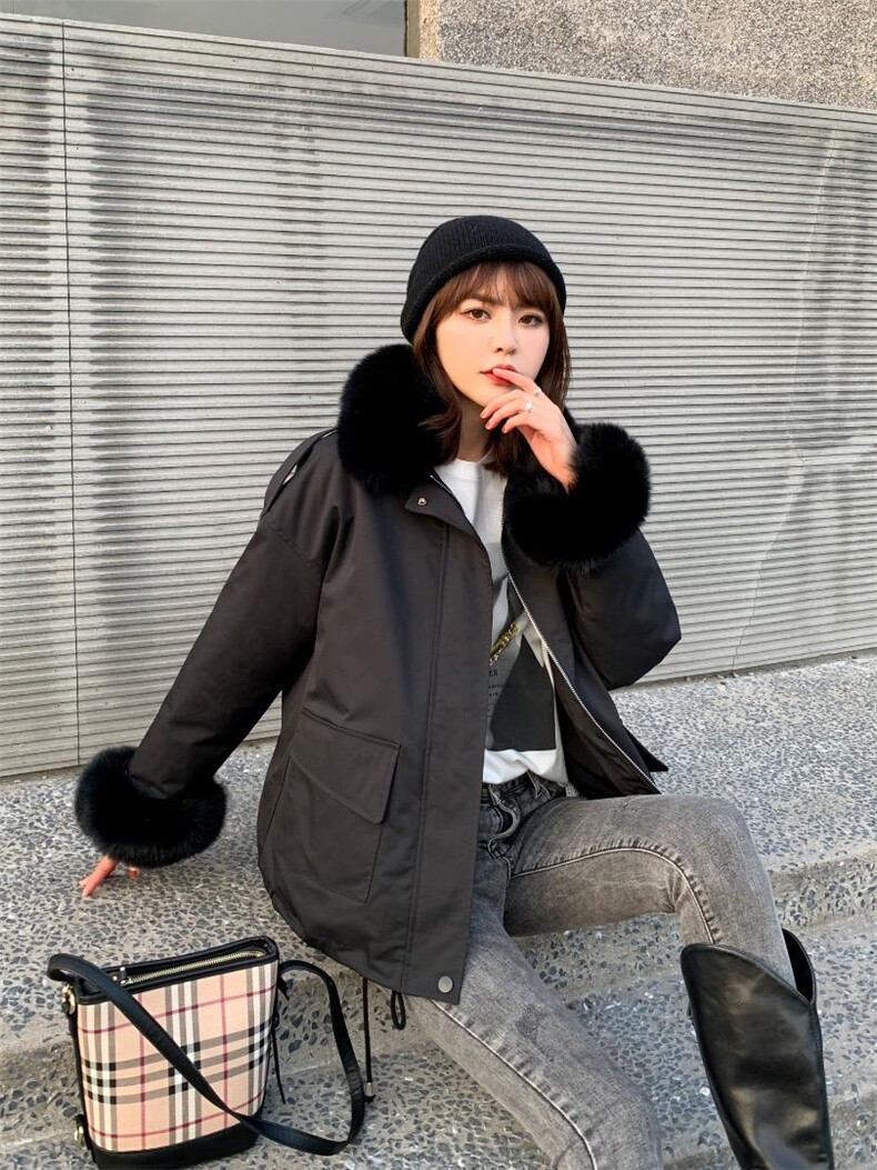 现货《狐狸毛毛领，羽绒内胆可脱卸，可两穿，时尚潮流》,女装其它,蓝衣可