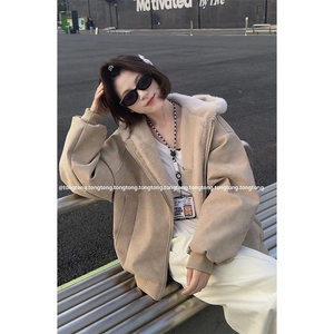 现货高品质美式高街冬季重磅座山雕大毛毛领pu皮棉衣男女加厚外套图片