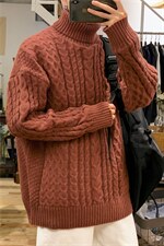 新款秋冬季高领毛衣纯色百搭港风情侣款加厚上衣毛衣EM319-P43，男装针织衫/毛衣，星座512-4