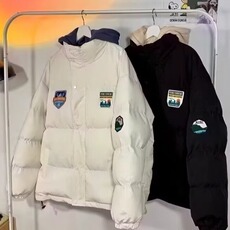 美式男棉服夹克外套情侣款宽松百搭拼接徽章棒球服棉袄TT210P65，男装夹克，星座1013-5