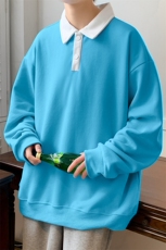 春装潮休闲纯色衬衫2023新品学生拼接卫衣男女WY3672-P65控价88，男装卫衣，电商A441-1