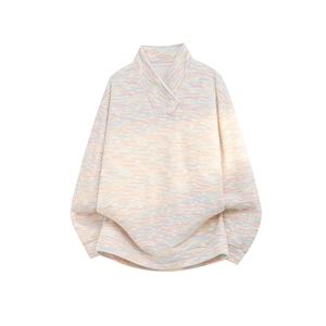 美式男士卫衣慵懒风彩点双层领外衣宽松休闲针织衫毛衣