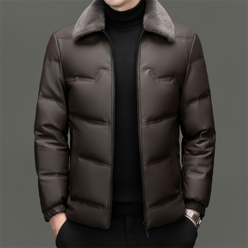 主推加大码冬季男士白鸭绒羽绒服保暖品质毛领脱卸加绒休闲简约男,男装羽绒服,钱塘6003（原4033）