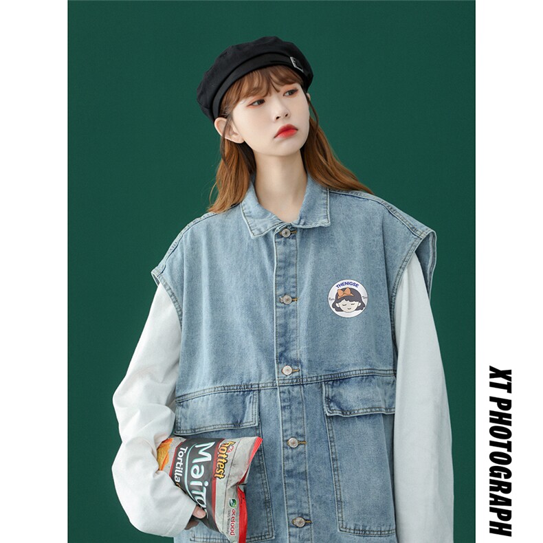！2022春季新品韩版宽松牛仔马甲情侣外套背心NK06P55控78,男装背心/马甲,A247A