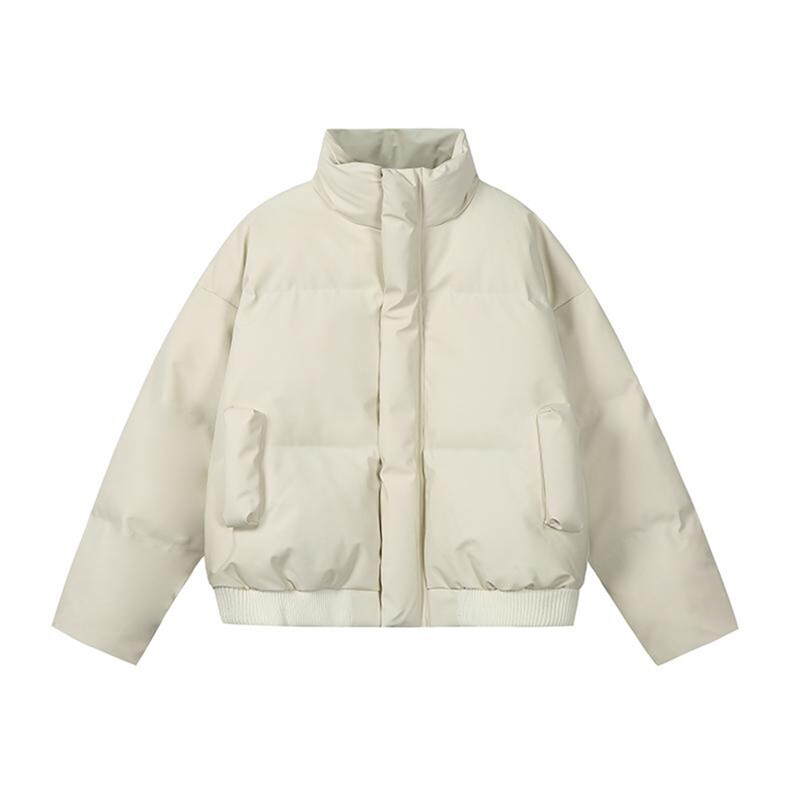 现货5W件冬季三防重磅硬挺boxy短款羽绒立领PU皮棉衣外套加厚棉服，男装棉衣，电商A486