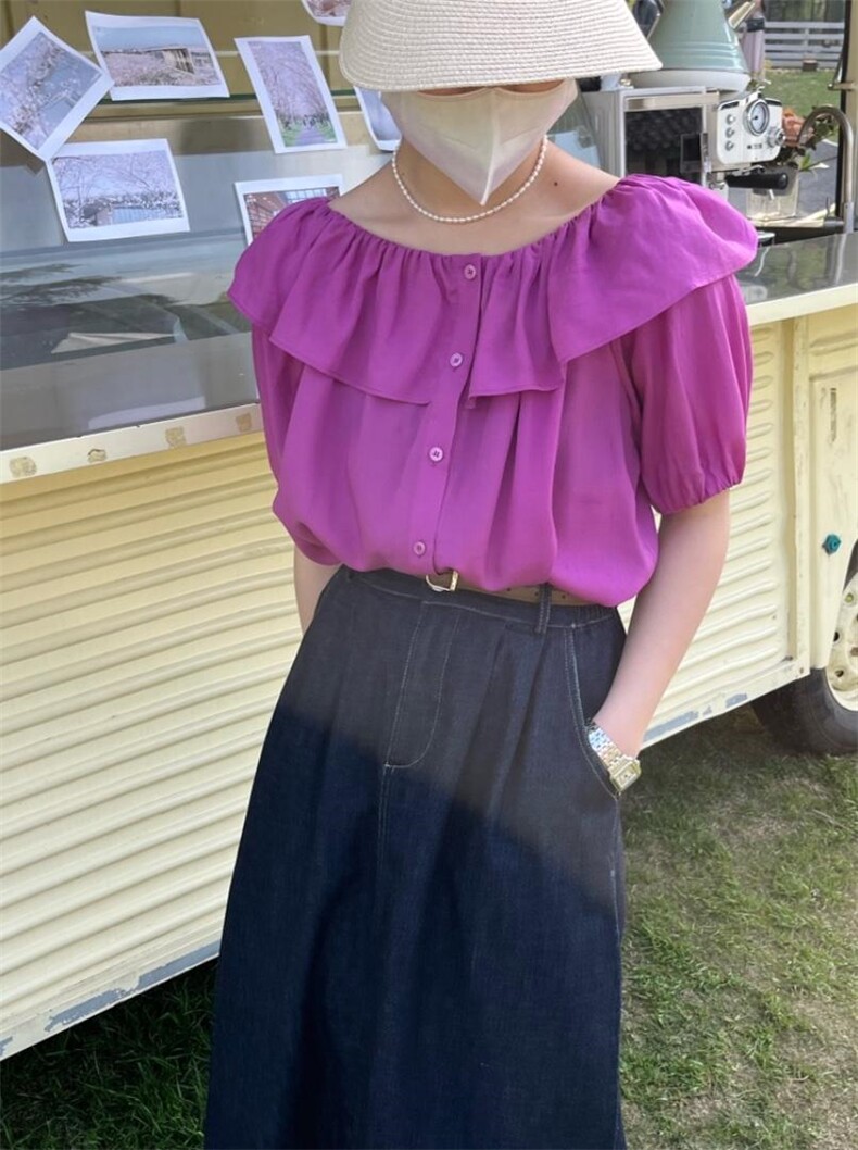 夏季一字肩上衣，其它，嫒可儿(1F)