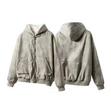 冬季加绒保暖连帽棉服男冬装美式复古cleanfit大理石座山雕外套潮，男装棉衣，星座212
