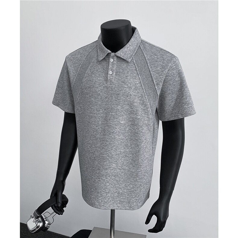 美式正肩短袖polo衫男款夏季重磅衬衫翻领T恤插肩袖半袖P2561P23，男装Polo衫，电商A030