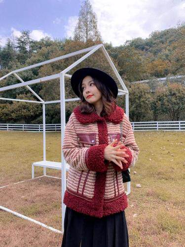 【现货】冬装新款，粗花呢泰迪毛绒拼接羽绒服，女装羽绒服，CL.chuling