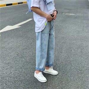 直筒牛仔裤男宽松阔腿裤ins休闲百搭潮牌韩版潮流老爹裤nk18-p35图片