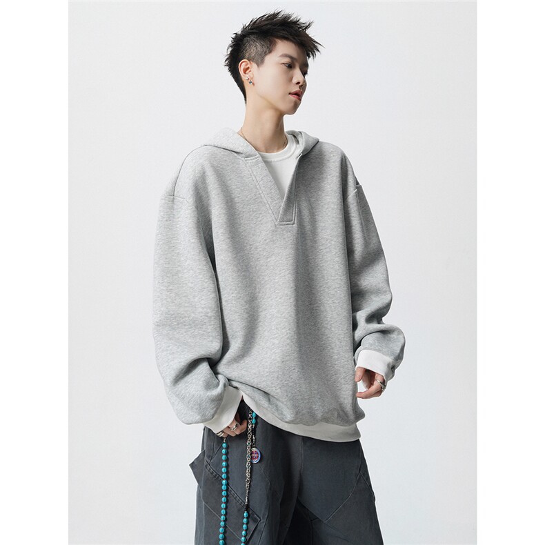 MW2527-特P55控9854棉46聚酯连帽假两件POLO情侣卫衣宽松外套男,男装Polo衫,电商B370