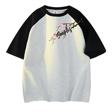 白花灰拼黑袖