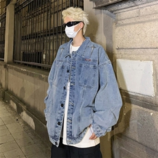 男装牛仔外套2026秋季几何绣标印花男生翻领夹克XZ514-2-N100-P88，男装工装外套，星座514-2(原B239)