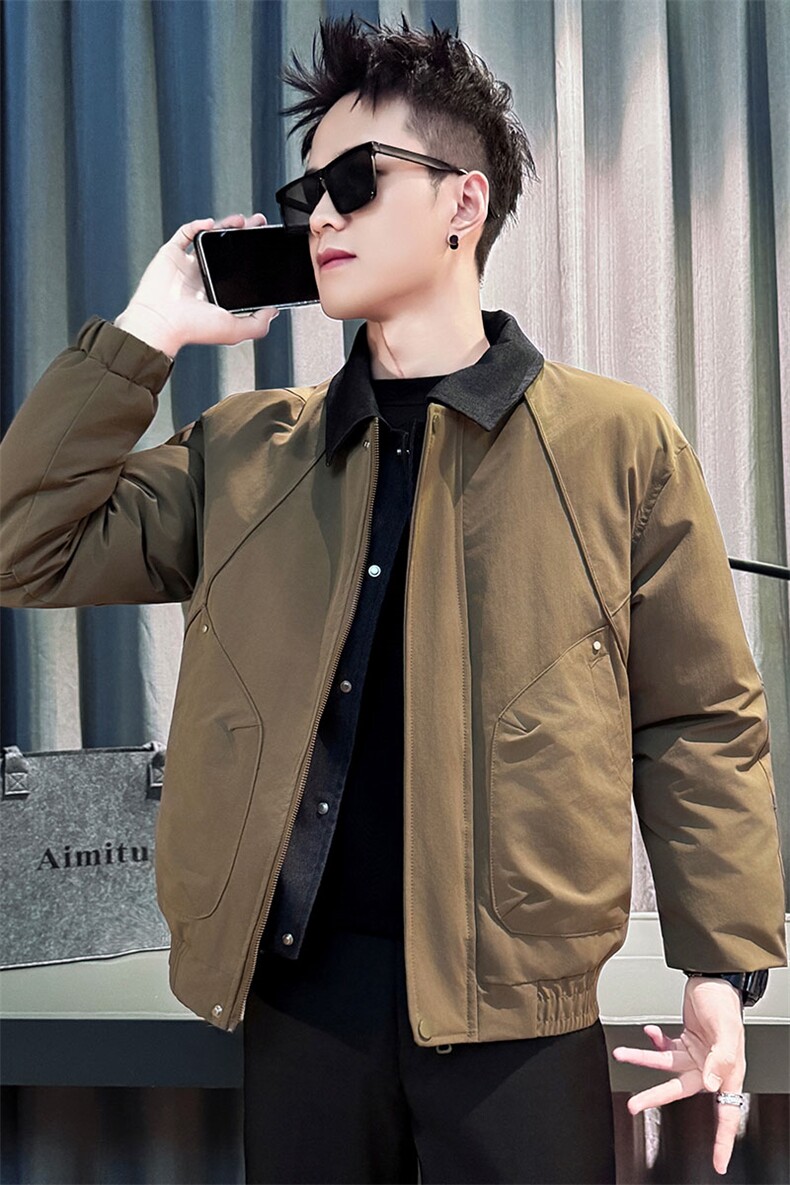 MY9915-P148控198冬季拼接翻领潮流时尚加厚男装假两件棉外套新款,女装短外套,星座102A（原电商D309-1）