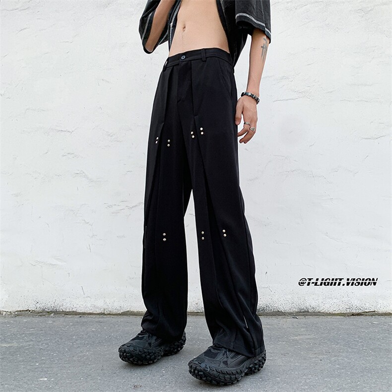 B221美式ins高街小众个性休闲直筒宽松西裤LK23113-P60控78,男装休闲裤,电商B221