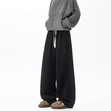肌理人字纹休闲裤子大码阔腿裤直筒长裤重磅卫裤LK508特P45加绒55，男装休闲裤，电商B215