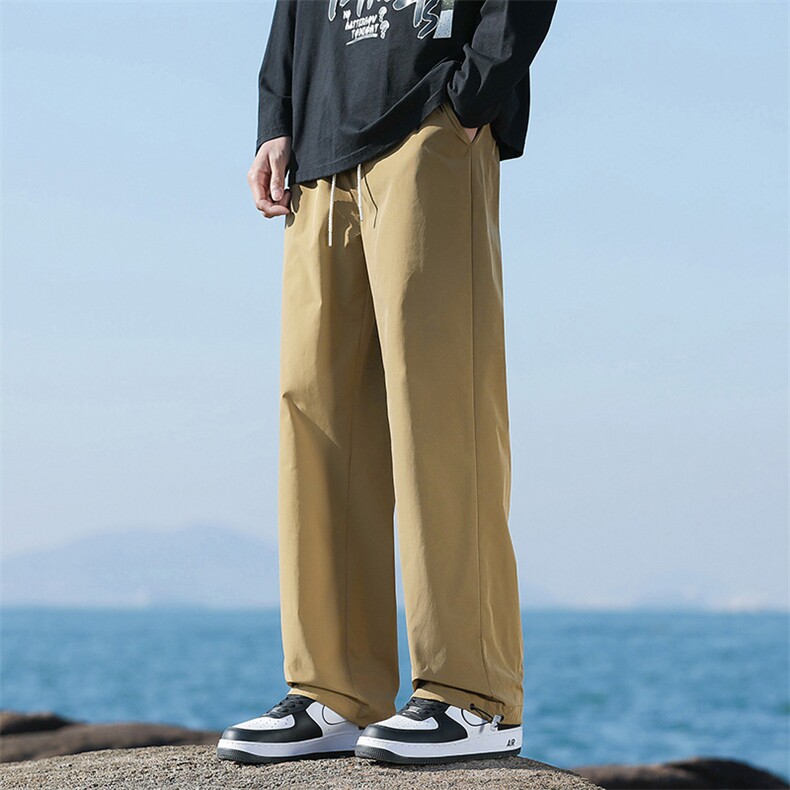 24春季宽松束脚长裤户外运动防水直筒冲锋裤潮-海景-5067-P30军绿,男装休闲裤,星座307-3(原516-1)