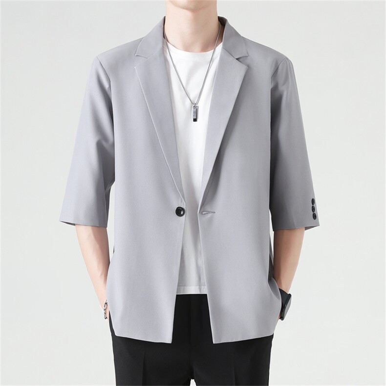 ins休闲西服男韩版潮流痞帅气七分袖小西装港风潮牌单西外套dk，男装西服，星座505-2（原电商A260-1)