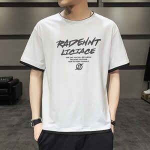 TX31-P30短袖T恤男2021新款夏季字母印花宽松纯棉男士图片