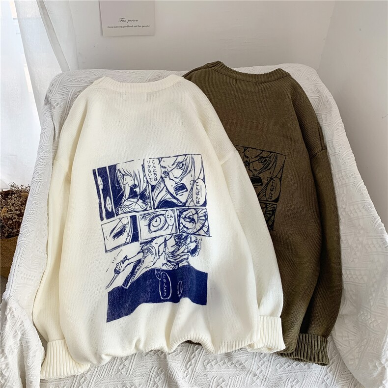 秋冬chic网红漫画情侣毛衣上衣针织衫保暖时尚毛衣男T015,男装针织衫/毛衣,星座1501