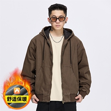 美式复古做旧加绒加厚外套宽松连帽夹克A436-978-P125168，男装夹克，电商A436