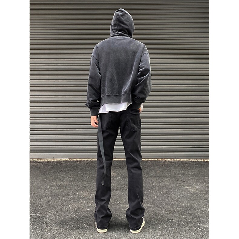 611-DW918-P60-X78复古黑色水洗做旧直筒修身微喇弹力牛仔裤,男装牛仔裤,星座611