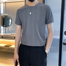 冰丝轻熟风夏季新ins潮流纯色针织衫男短袖T0542-P28，男装T恤，星座308B-2