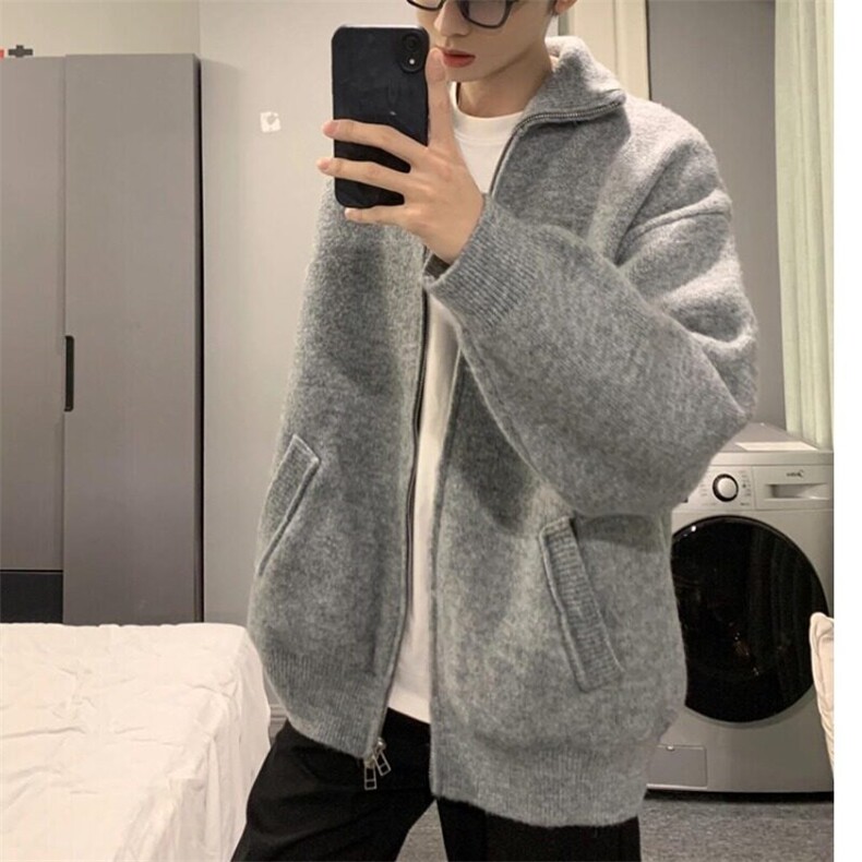 双拉链针织开衫美式复古cleanfit毛衣外套男秋冬毛线衣MY41,男装针织衫/毛衣,星座1116A（原606A-3）