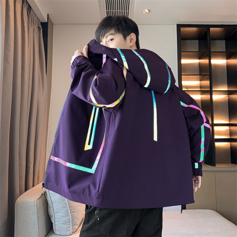 冲锋衣外套男2025春季新款宽松连帽休闲工装夹克潮流A02511-P85，男装夹克，星座308B-2