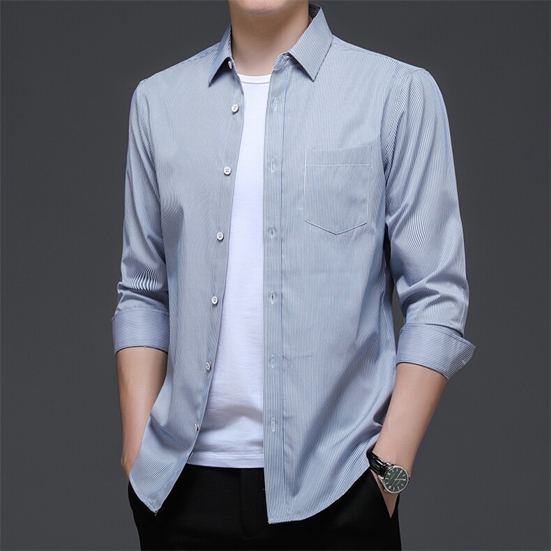 DN2116男式服装秋新款衬衫男长袖翻领休闲四季可穿衬衣P53,男装衬衫,电商B360