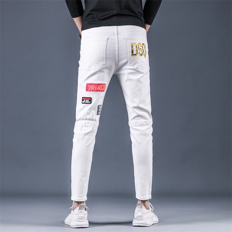 2021春夏新潮款白色弹力牛仔裤男微垮小脚裤QT6027-89200,男装牛仔裤,电商D218