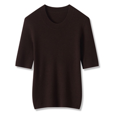 2025年夏季薄款不连帽短袖短款时尚百搭通勤零摩擦，女装T恤，昭美纯山羊绒