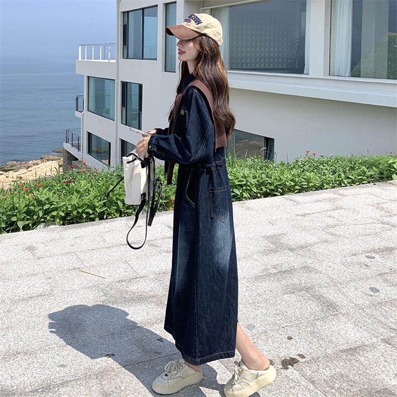 春季新款牛仔连衣裙女中长款显瘦宽松百搭时尚潮流女装,女装连衣裙,秋水欣儿