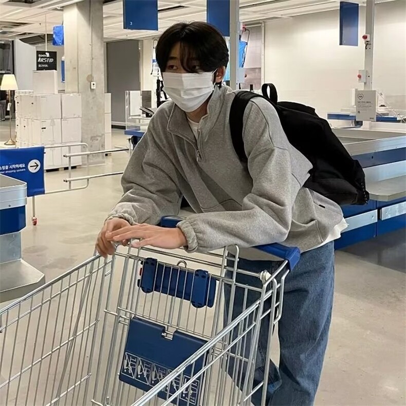 春季新款半拉链卫衣男女小众ins港风时尚休闲慵懒百搭外套WY8801,女装短外套,星座208-5