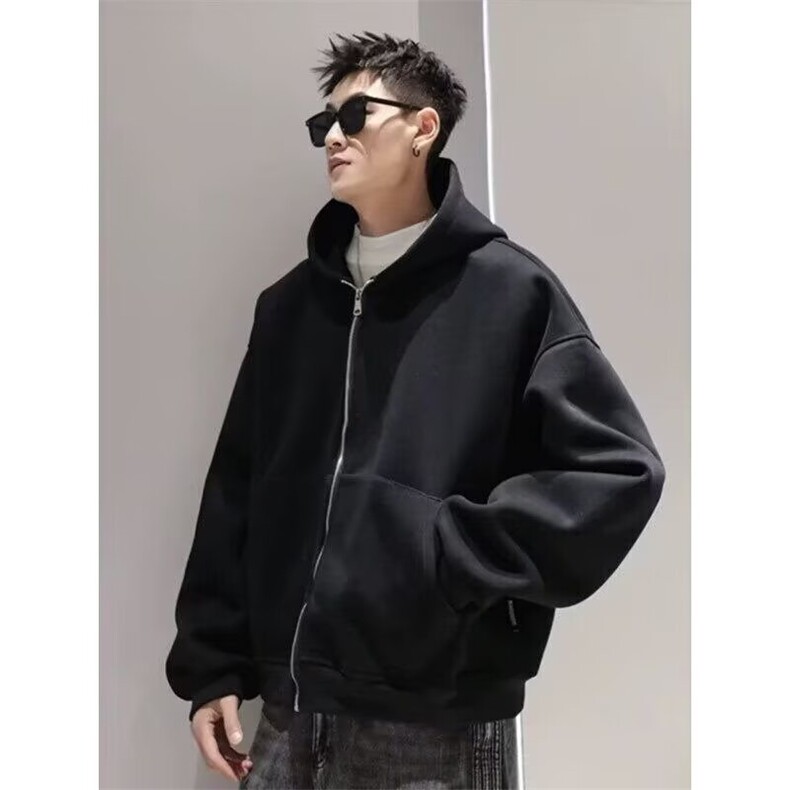 1506-1/WF091/P60潮牌立体背包重磅连帽开衫卫衣男设计感拉链外套,女装短外套,星座1506-1
