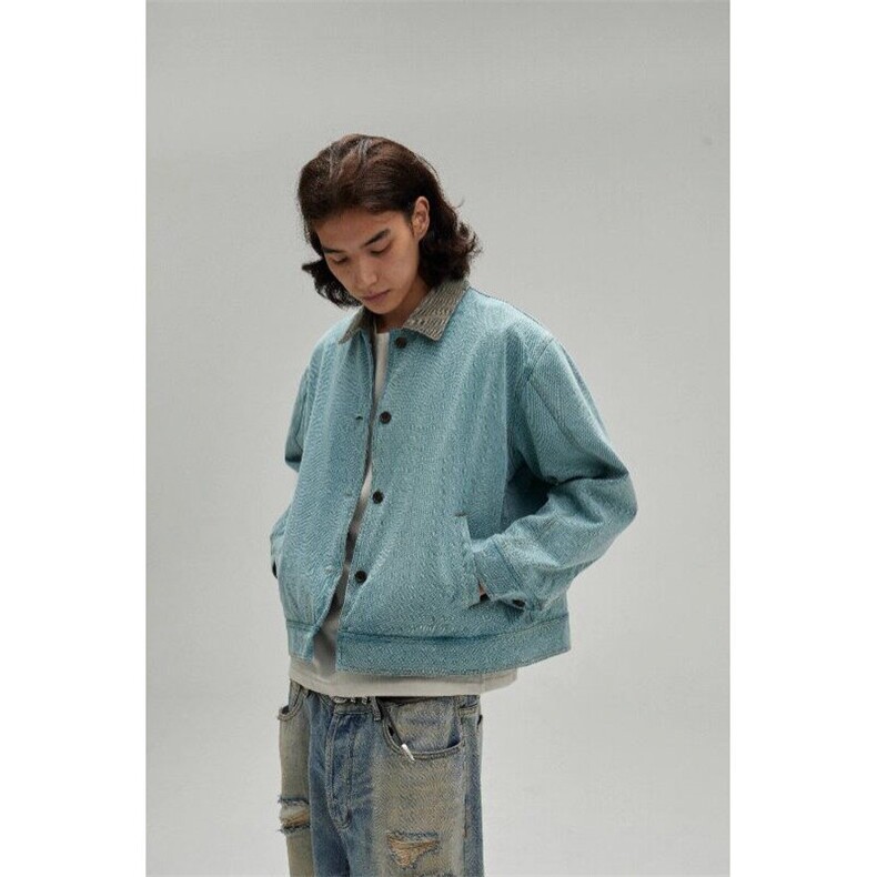 秋季美式高街牛仔外套男夹克潮流宽松学生痞帅休闲上衣，男装工装外套，星座716-4