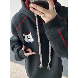 6XL-M 重磅刺绣连帽卫衣男高街套头打底上衣 WY47-P88图片