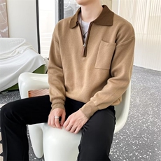 2024年春季新款polo风翻领拉链针织衫男毛衣休闲PB03-P58，男装针织衫/毛衣，星座1109-3
