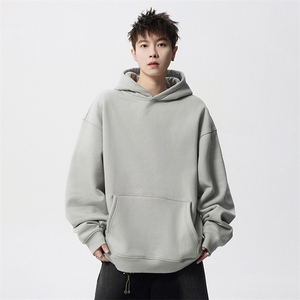 重磅420克发泡印花连帽套头卫衣男外套上衣W115P65图片