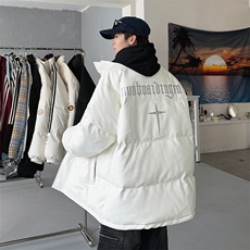 2025港风棉衣棉服鳄鱼纹PU皮面包服立领棉袄皮衣外套1611-P90，男装棉衣，星座207