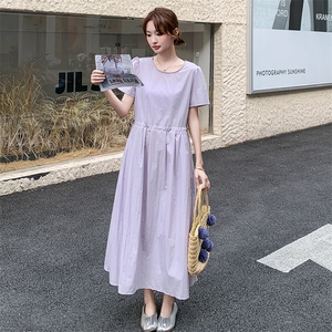 法式休闲收腰淡紫色连衣裙女夏2025新款独特洋气显瘦漂亮甜美长裙图片
