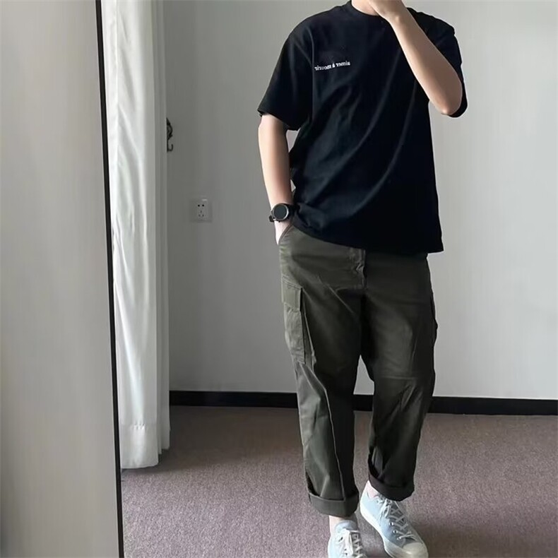 慵懒原宿简约秋季男女款时尚休闲宽腿工装裤多口袋束脚运动裤潮流,女装休闲裤,星座1210-1