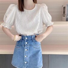 22年夏款条纹短袖上衣，其它，炫女孩