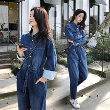 爆款主推套装宽松收腰牛仔连体裤连衣裤女188811，女装牛仔裤，艾青服饰
