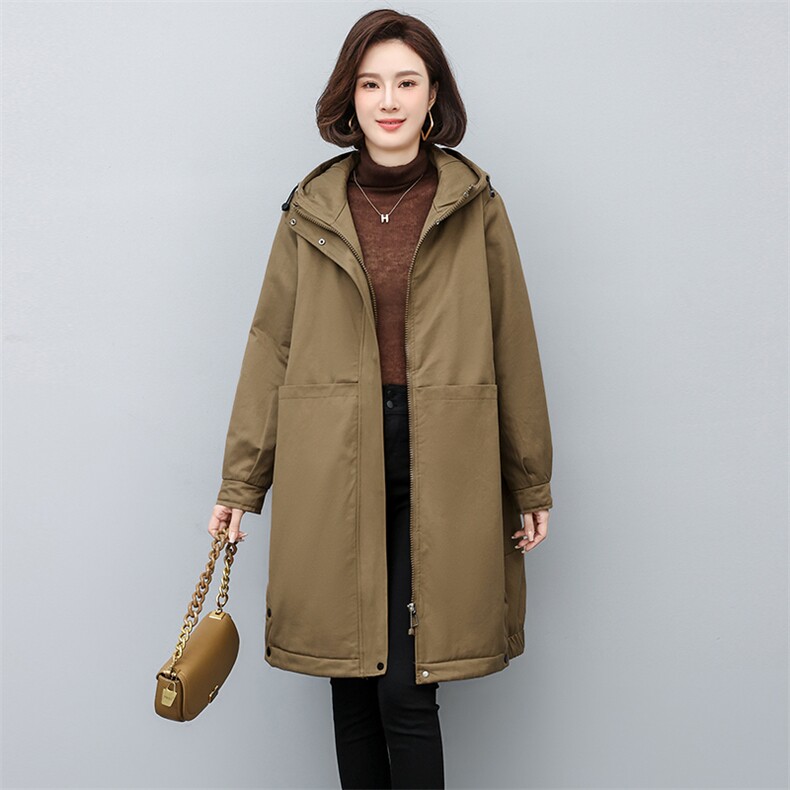 派克服棉衣中长款2022年新款加绒加厚妈妈大码宽松外套,女装派克服,忆绮罗